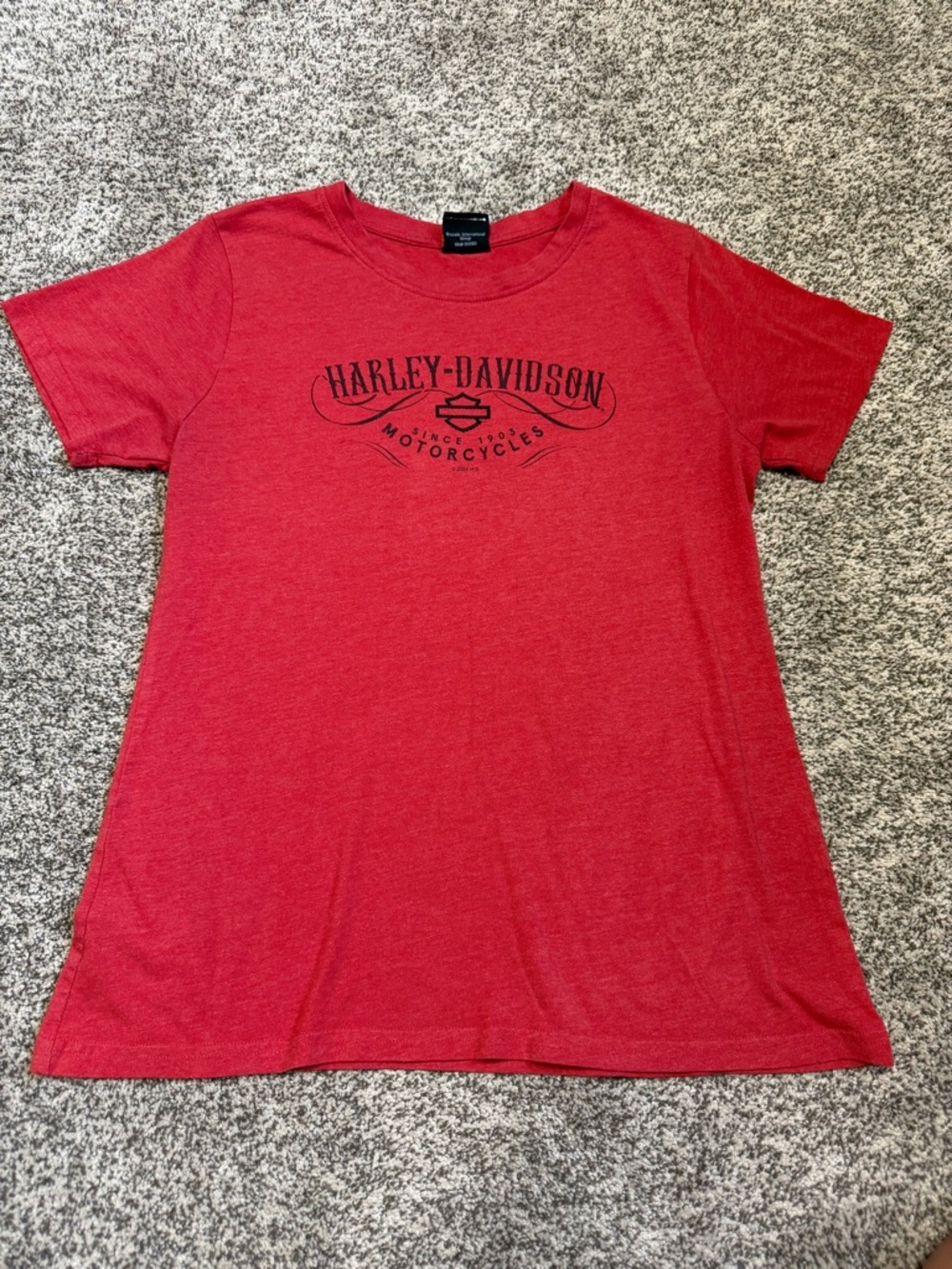 Harley-Davidson Red Crewneck with Black Logo Patch